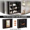 PAKASEPT Bathroom Wood Medicine Cabinet with LED Mirror, Wall Mounted Home Storage with Mirrored Door, Over The Toilet Storage Organizer, Brown - 4 of 4