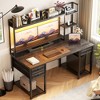 Aheaplus 47-55 inch Computer Desk with with 3 Drawers and Storage Shelves - 2 of 4