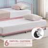 Twin Metal Daybed with Trundle, Pullout Trundle Bed Frame with Arched Headboard, Guest Sofa Bed with Steel Slat Support - 4 of 4