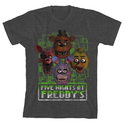Five Nights at Freddy's Grunge Characters Boy's Charcoal Heather T-shirt