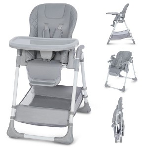 Kinder King Foldable High Chair for Babies & Toddlers, Adjustable Height, Recline, Storage Basket, Double Trays, Easy to Clean - 1 of 4