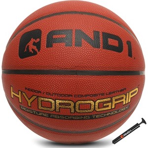 AND1 Hydrogrip Premium Composite Leather Basketball Official Size 7 (29.5”) Moisture Wicking Streetball, Made for Indoor Outdoor Games (Orange) - 1 of 4