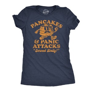 Womens Funny T Shirts Pancakes And Panic Attacks Sarcastic Graphic Novelty Tee For Ladies - Crazy Dog Women's T Shirt - 1 of 4