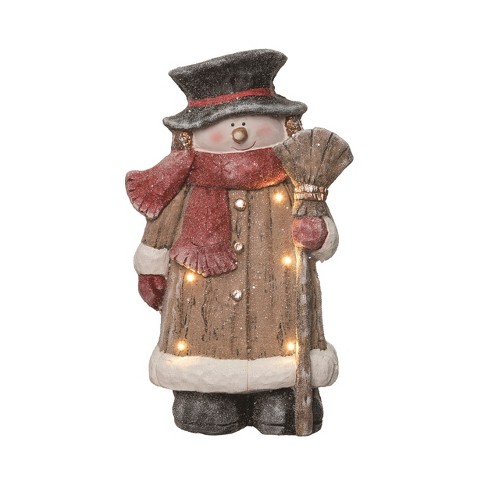 Transpac Resin 15.25 in. Multicolor Christmas Light Up Wood Plank Snowman Decor - image 1 of 4