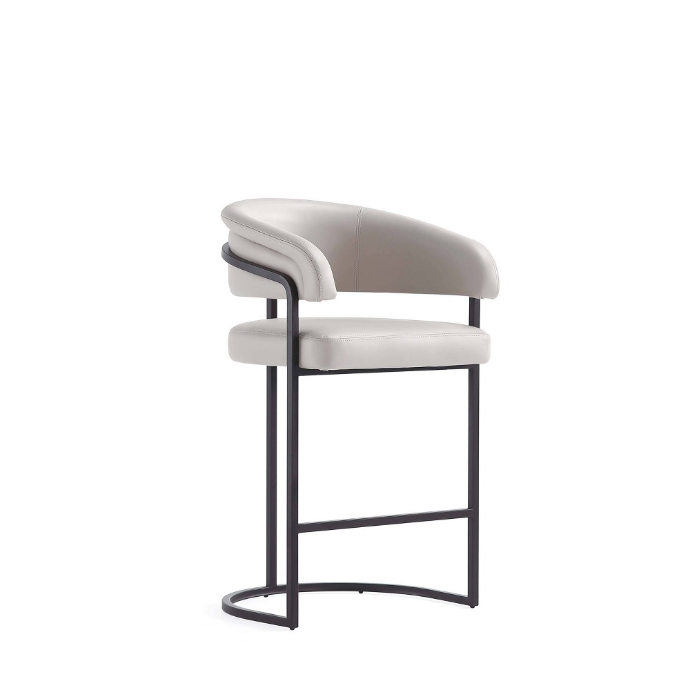 Manhattan Comfort Augusta Modern Leatherette Upholstered Counter Height Barstool Light Gray