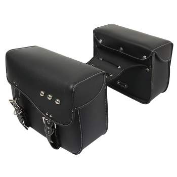Unique Bargains Luggage Adjustable Buckles Motorcycle Side Tool Bags Black 1 Pair