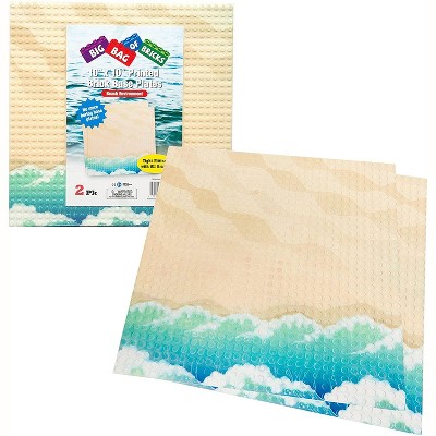 Big Bag of Bricks Large Dual Sided Beach Pattern Building Plates 10"x10", 2 Pack
