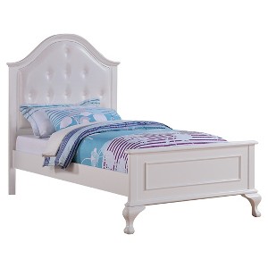 Isabella Youth Bed with Faux Leather Headboard Twin White: Arched Feet, Moldings - Picket House Furnishings - 1 of 4