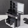 SEVOBAL Dressers Vanity Table Set with Sliding Mirror and Cushioned Stool for Small Bedroom, Black, 29.2"*12.6"*50.4" - 4 of 4