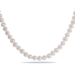 EVERLY JEWELRY | Sterling Silver 6.5-7 mm Cultured Freshwater Pearl Strand Necklace, 16" - 1 of 4