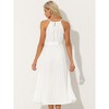 Allegra K Women's Sleeveless Halter Neck Belted A-Line Cocktail Pleated Maxi Sundresses - 4 of 4