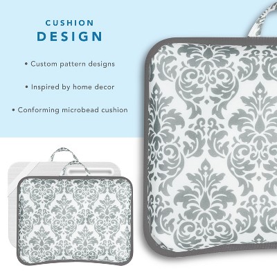Gray Damask Polyester Lap Desk with Phone Holder