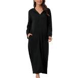 cheibear Womens Robe Zip Front Hooded House Dress Nightshirt Housecoat Hoodie Long Bathrobe