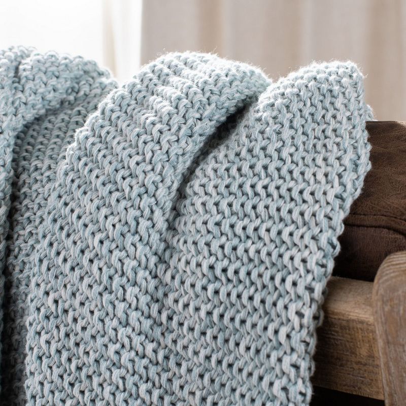 Liliana Knit Throw Blanket - Dull Blue/Natural - 50" x 60" - Safavieh ., 5 of 6
