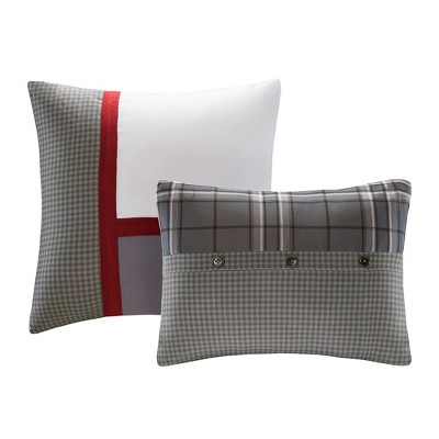 Gray Twin Reversible Microfiber Plaid Comforter Set