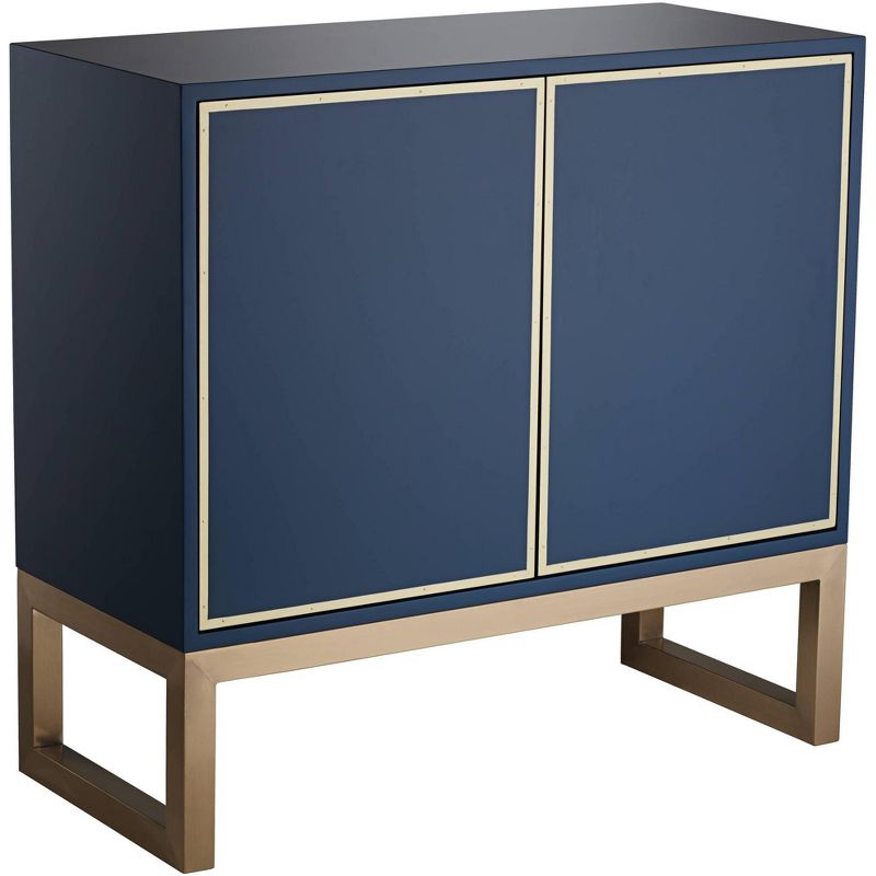 55 Downing Street Tarim 35 3/4" Wide Blue and Gold 2-Door Accent Cabinet, 1 of 10