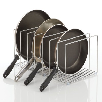 mDesign 5 Slot Pot and Pan Rack — Metal Wire Rack for Cabinets, Pantries or  Kitchen Surfaces — Freestanding Pan Stand for Pans, Pots, Lids and