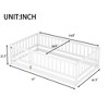 CAVINAS Kids Montessori Bed with Door,Modern Floor Bed with Fence,Twin/Full Size Toddler Bed for Bedroom Playroom,White/Brown - 3 of 4