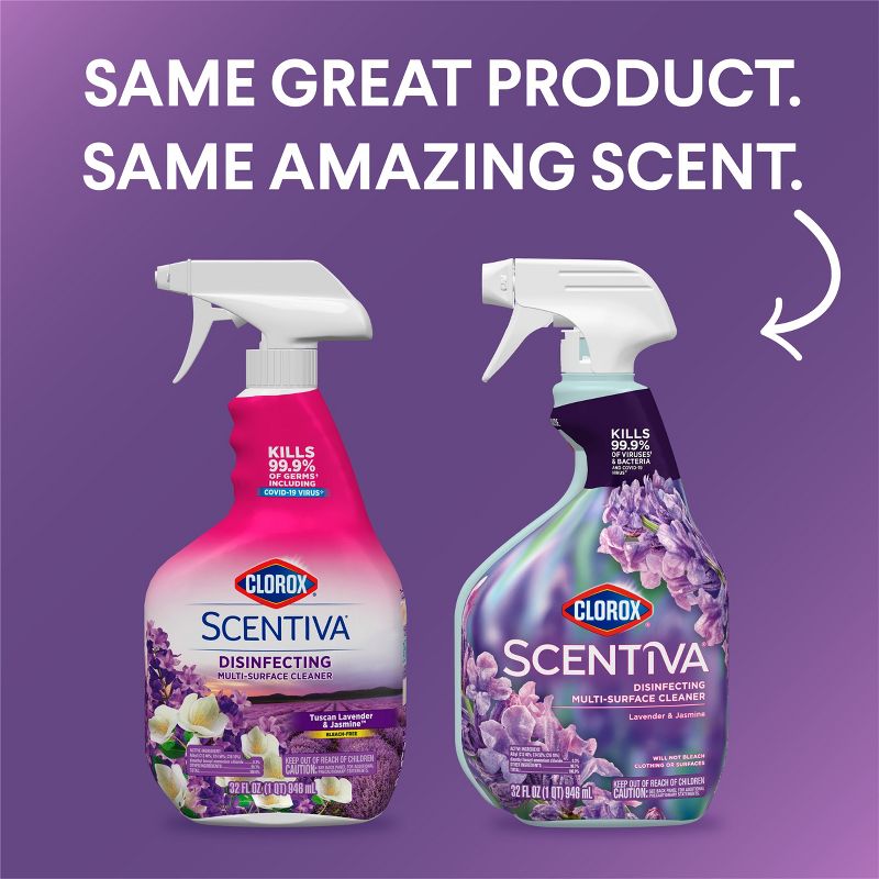 Clorox Lavender &#38; Jasmine Scentiva Multi-Surface Cleaner Spray Bottle Bleach Free - 32 fl oz, 4 of 17