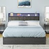 AMERLIFE Lift Up Bed Frame with Linen Upholstered & LED Light & Storage Headboard - 3 of 3