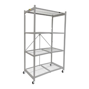 Origami 4 Tier Multipurpose Folding Storage Unit Rack with Lockable Wheels for Indoor or Outdoor Home and Office Organization - 1 of 4