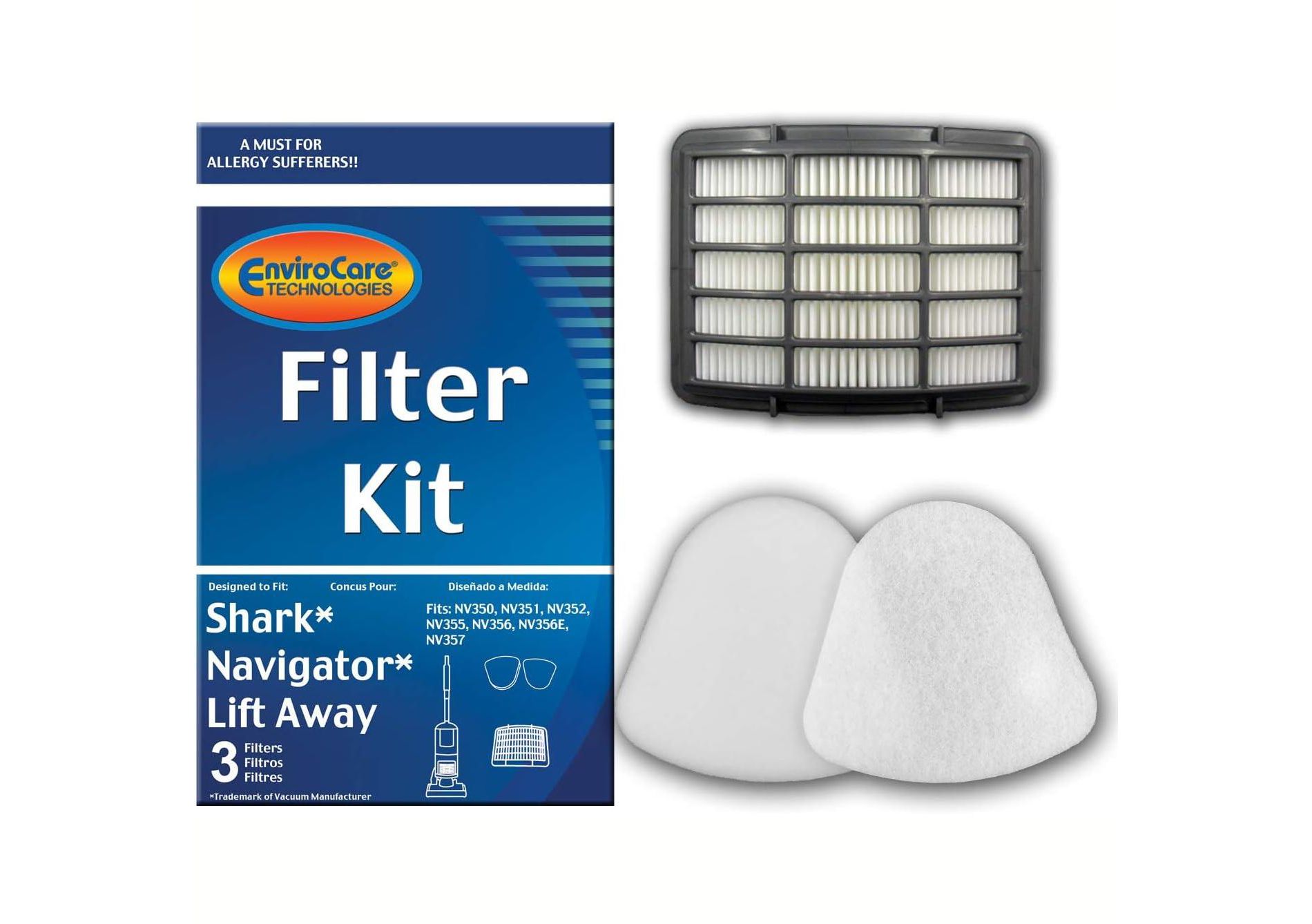Shark Navigator Lift Away Models. 1 HEPA Filter and 2 Washable Foam and Felt Pre-Filters
