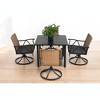 Mshliw 5-Piece Outdoor Wicker Patio Dining Set for 4, Swivel Rocking Chairs with Tabletop,Cushions, Umbrella Hole for Garden, Backyard, and Poolside - 3 of 4