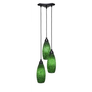 Toltec Lighting Europa 3 - Light Pendant in  Matte Black with 5.5" Green Fusion Shade - 1 of 1