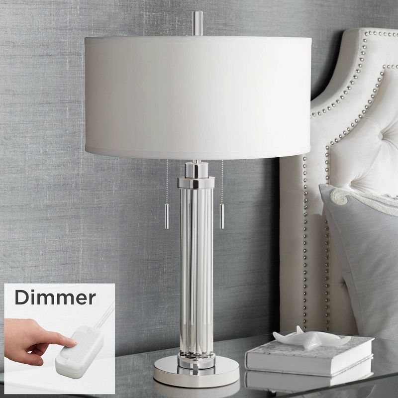 Possini Euro Design Cadence Modern Table Lamp 30" Tall Glass Column with Table Top Dimmer White Shade for Bedroom Living Room Bedside Nightstand House, 2 of 8