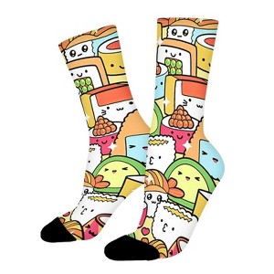 Kawaii Sushi Women Printed Crew Socks Funny Funky Socks Soft Polyester Novelty Gifts for Artists Men - 1 of 1
