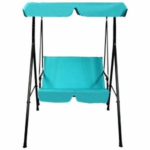 55.5"2 Person Weather Resistant Canopy Swing for Porch Garden Backyard Lawn,Blue - 1 of 4