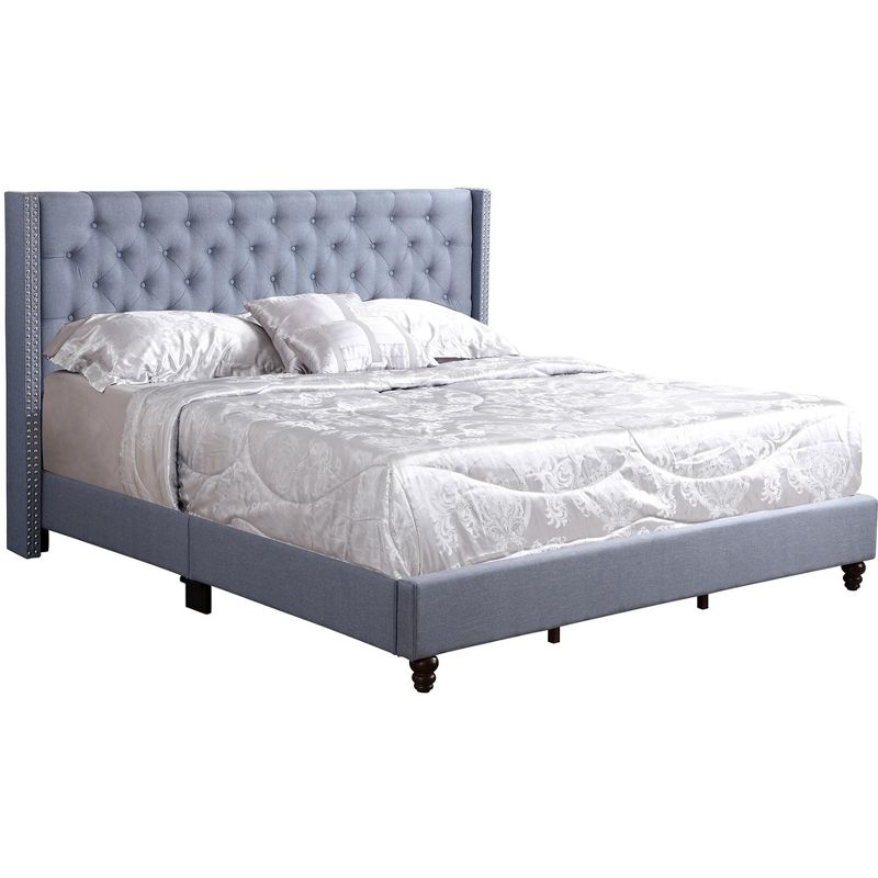 Passion Furniture Julie Tufted UpholsteLow Profile King Panel Bed, 1 of 8