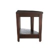 DecoTeak® SnazzyCorner® 18" Teak Wood Wide Corner Shower Bench with Shelf in Woodland Brown Finish - 4 of 4