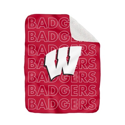 NCAA Wisconsin Badgers Collegiate Echo Wordmark Plush Throw Blanket