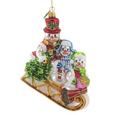 Huras 5.25" Together Forever Snow Family Ornameny Mom Dad Brother Sled  -  Tree Ornaments