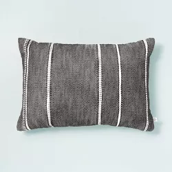14"x20" Stripe Pattern Throw Pillow Dark Gray/White/Beige - Hearth & Hand™ with Magnolia