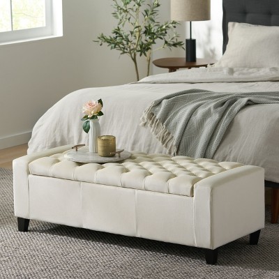 CAVINAS Tufted Fabric Storage Bench for Living Room Modern Storage Benches Large Storage End of Bed Bench for Bedroom, Living Room