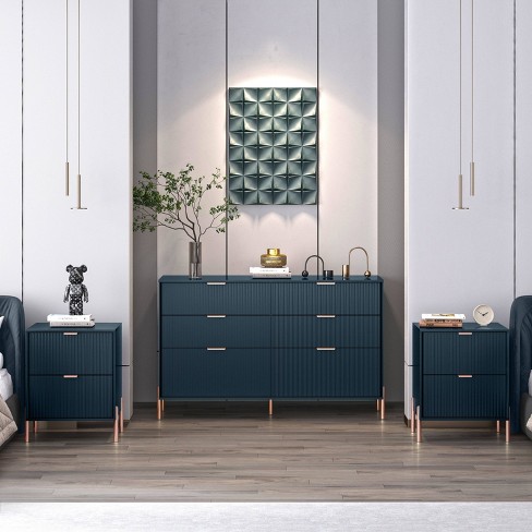 Navy dresser and nightstand best sale