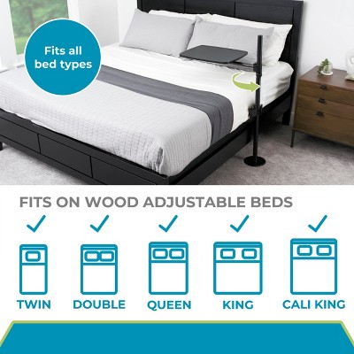 Adjustable Black Overbed Table with Swivel Tray