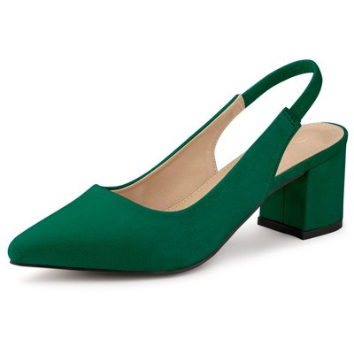 Allegra K Women's Pointed Toe Block Heel Slingback Heels
