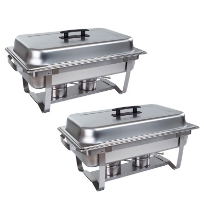 Classic Cuisine Chafing Dish 5 Quart Stainless Steel Round Buffet Set –  Includes Water Pan, Food Pan, Fuel Holder, Cover, And Stand - Set Of Two :  Target