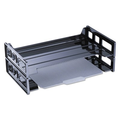 Universal Side Load Legal Desk Tray, Two Tier, Plastic, Black