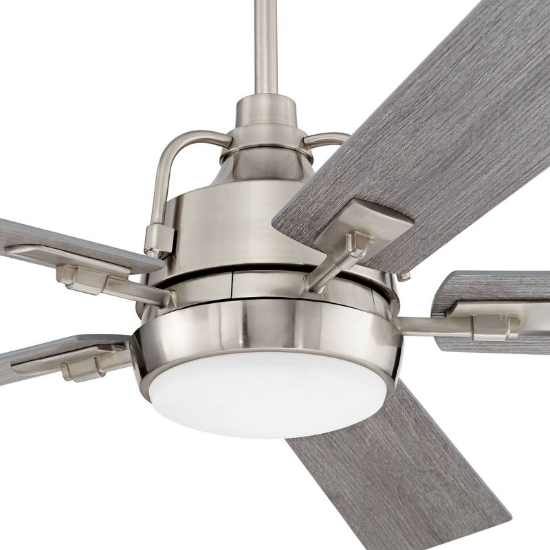 60" Casa Vieja Lemans Modern Industrial Indoor Ceiling Fan with Dimmable LED Light Remote Control Brushed Nickel Gray Oak Opal Glass for Living Room, 3 of 11