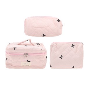 Unique Bargains Handheld Bow Embroidery Makeup Bag 3 Pcs - 1 of 4