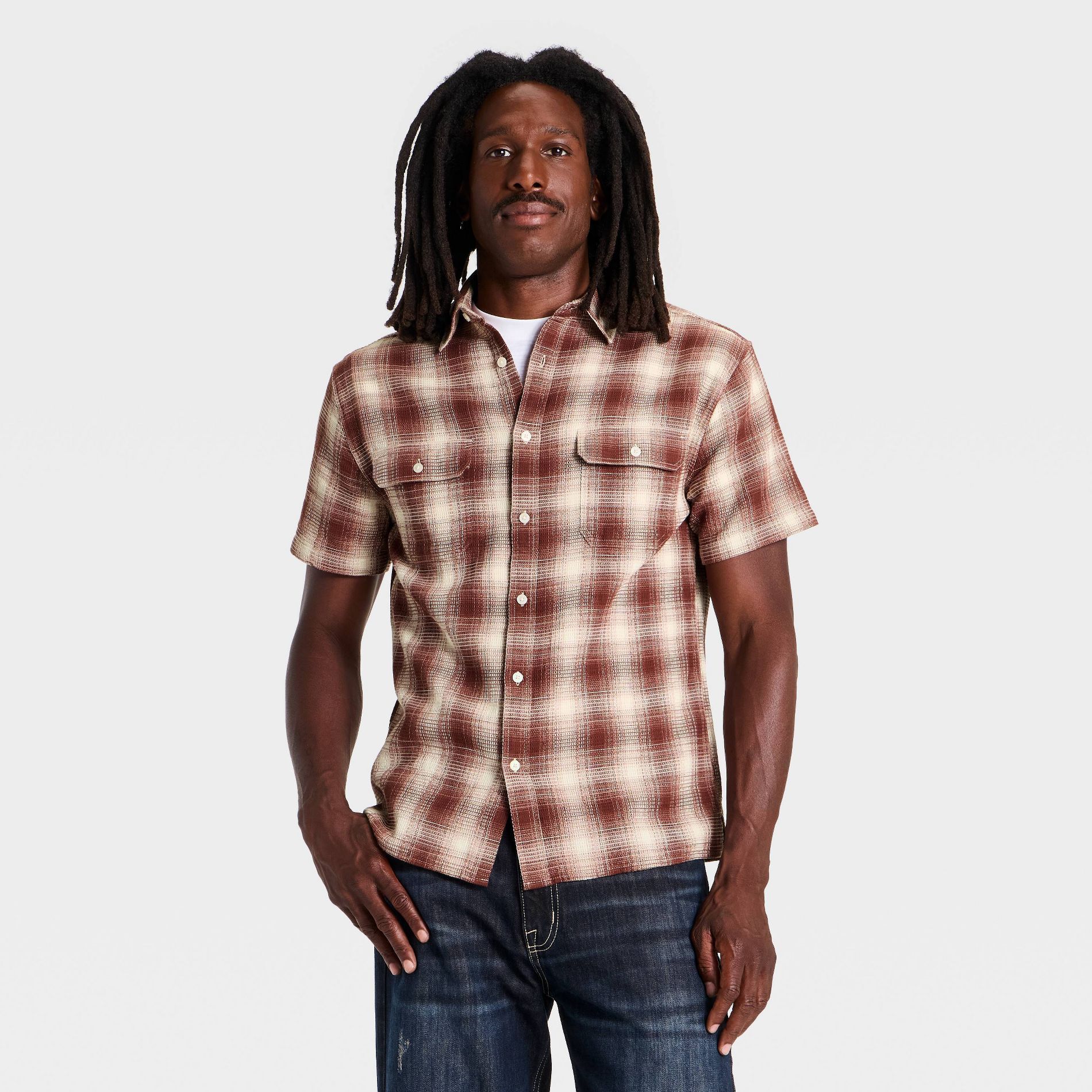 Men's Short Sleeve Plaid Layer - Goodfellow & Co™