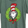 Women's The Cat in the Hat Cat Wreath Short Sleeve Graphic T-Shirt - Heather Juniper - Large - 2 of 4