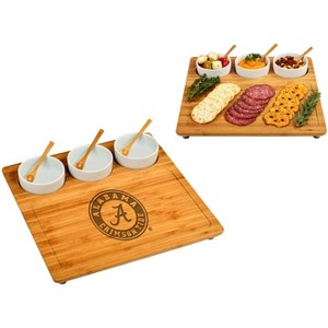 NCAA Alabama Crimson Tide Bamboo Cheese, Charcuterie Board with 3 Ceramic Bowls - 1 of 4