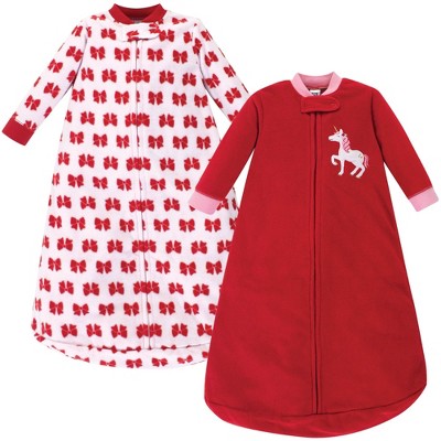 Hudson Baby Infant Girls Long-Sleeve Fleece Sleeping Bag, Christmas Unicorn, 0-9 Months