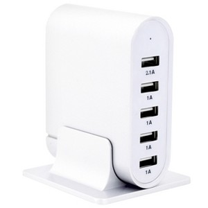 Trexonic 7.1 Amps 5 Port Universal USB Compact Charging Station in White Finish - 1 of 3