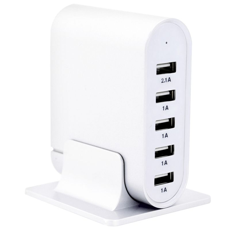 Trexonic 7.1 Amps 5 Port Universal USB Compact Charging Station in White Finish, 1 of 4